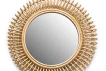 miroir rond en rotin naturel