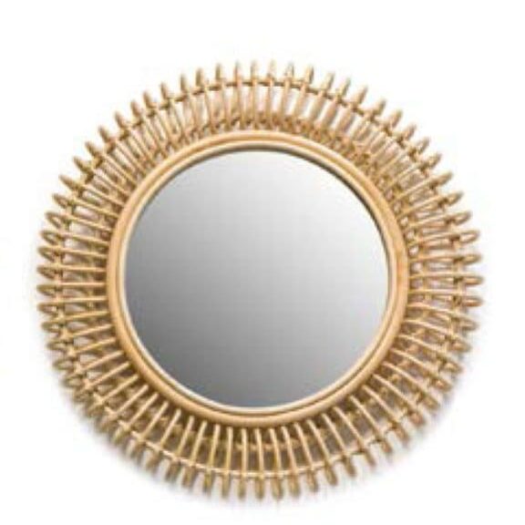 miroir rond en rotin naturel