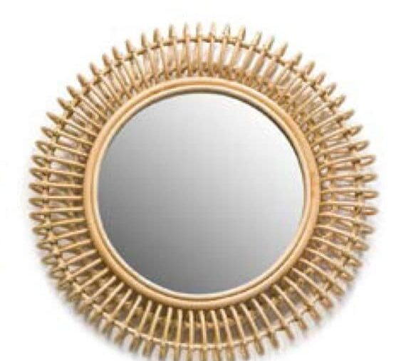 miroir rond en rotin naturel