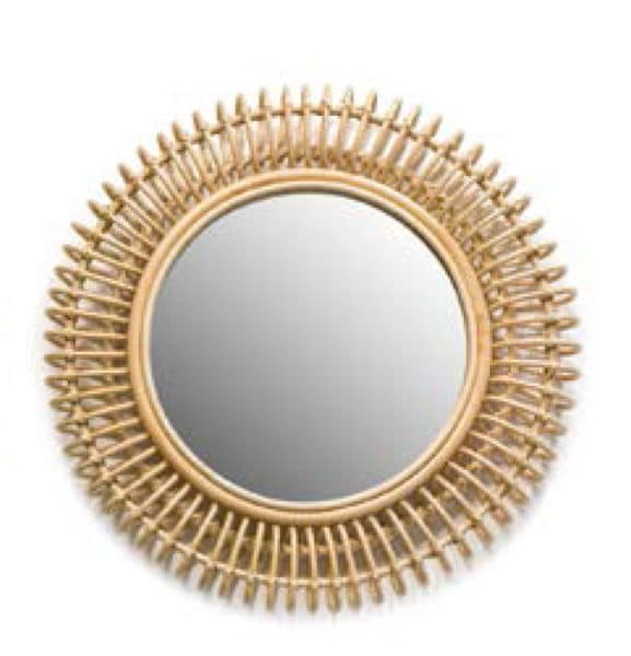 miroir rond en rotin naturel