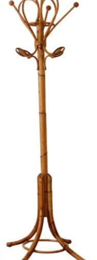 porte-manteau perroquet en rotin et en bois cintré