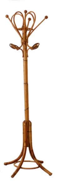 porte-manteau perroquet en rotin et en bois cintré