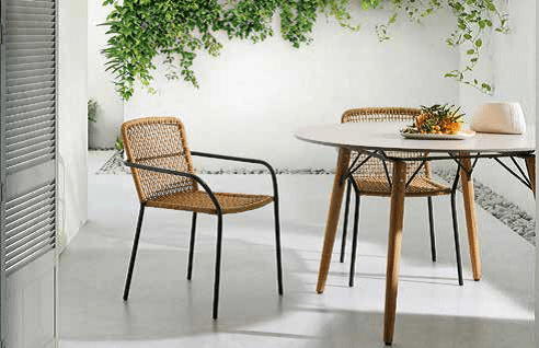 Salon d'extérieur en corde et métal