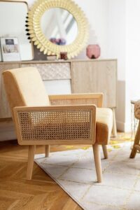 ARCHI Fauteuil Cannage + Finition nid d'abeille - Velours Jaune 139,99€