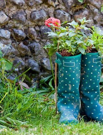 bottes fleurs upcycling
