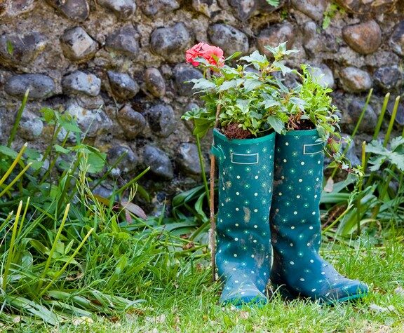 bottes fleurs upcycling