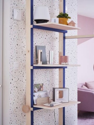 terrazzo déco rose pièce à vivre