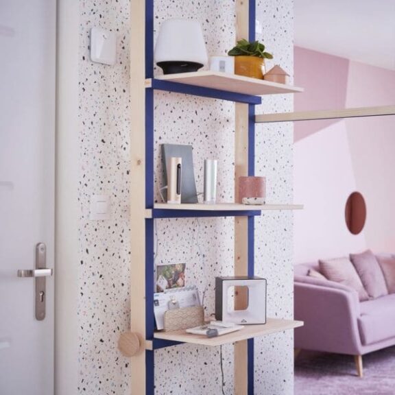 terrazzo déco rose pièce à vivre