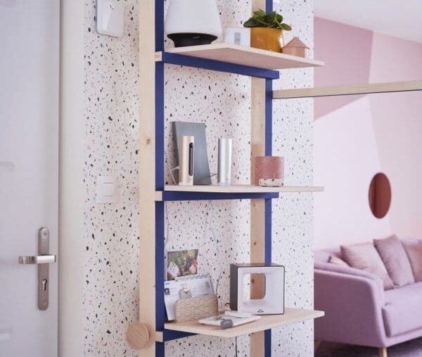 terrazzo déco rose pièce à vivre