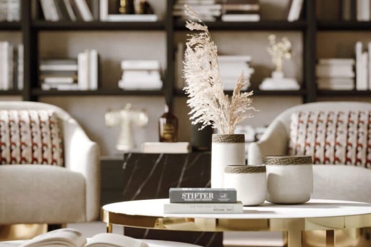 fauteuils et bibliothèque espace lecture chez soi