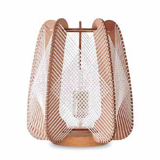 Lampe en peuplier et tressage de coton