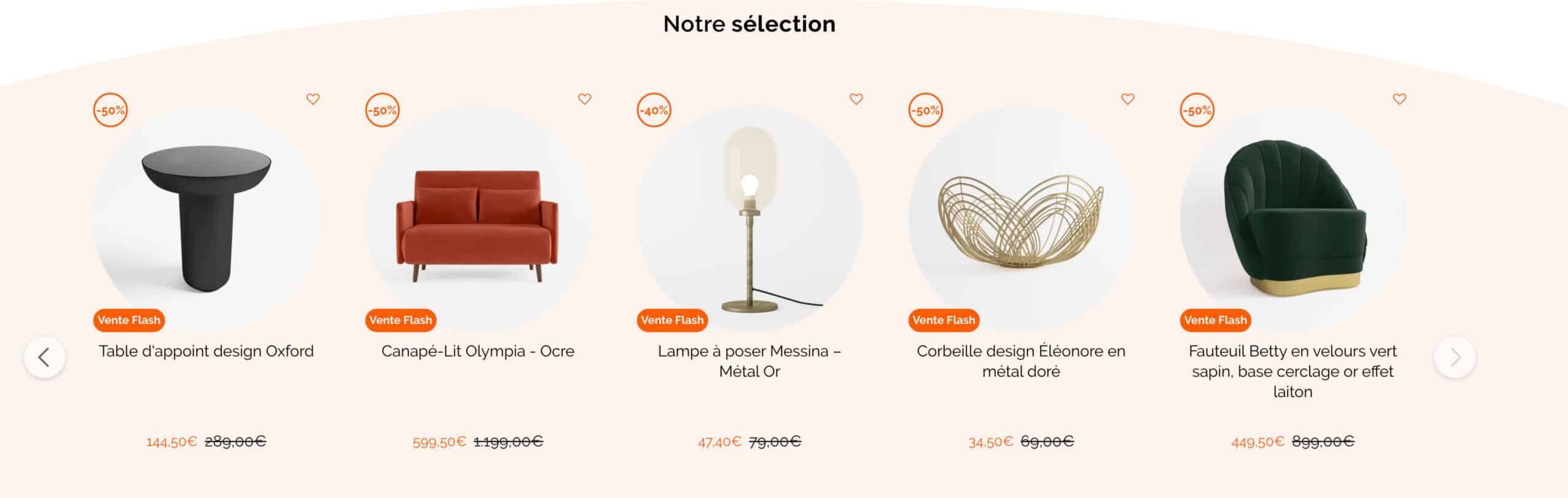 Sélection de produits en soldes