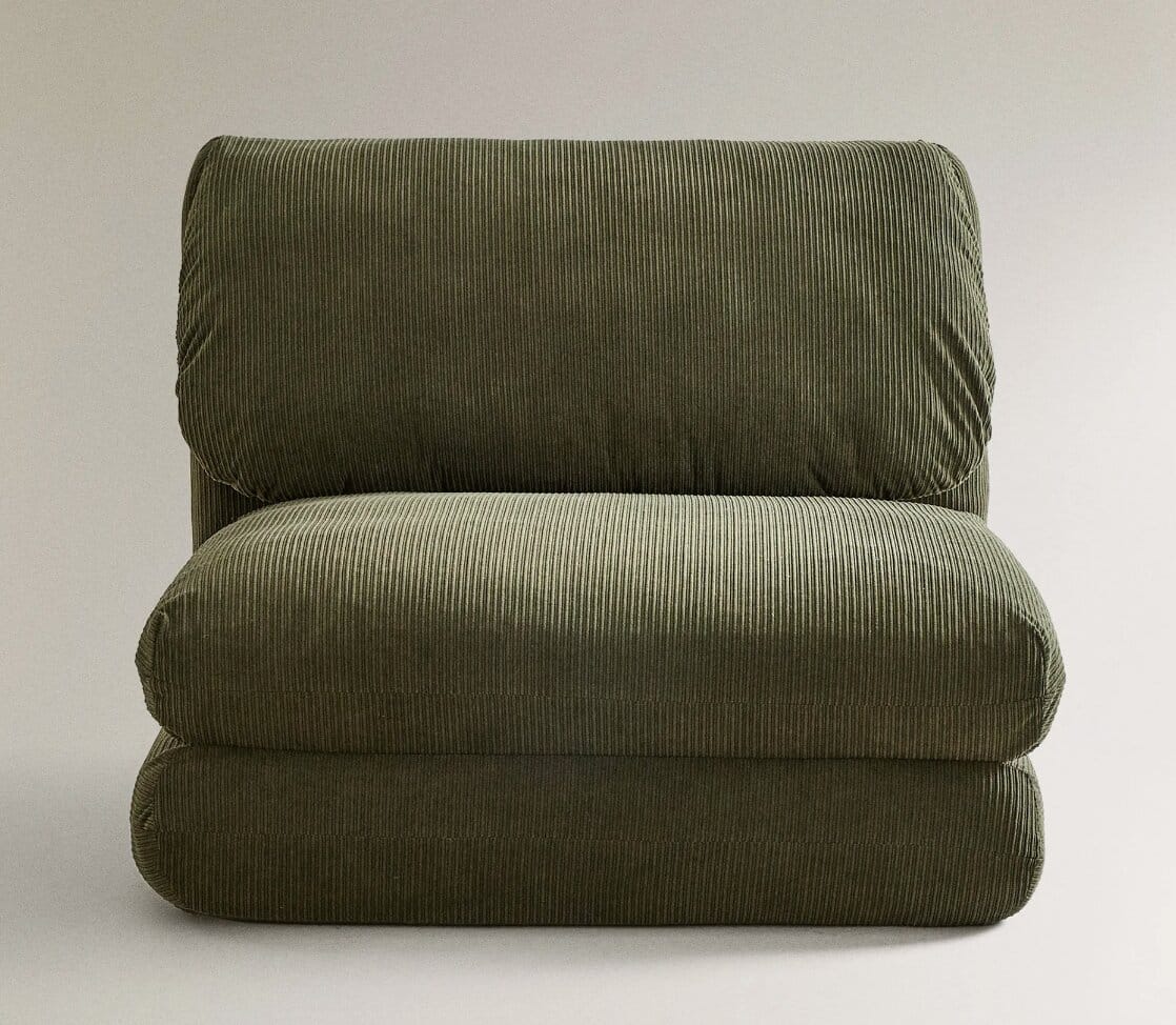 décoration d'automne, fauteuil vert