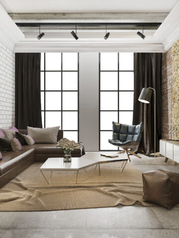 Intérieur contemporain 2026 mêlant bois texturé, pierre naturelle et textiles chaleureux.