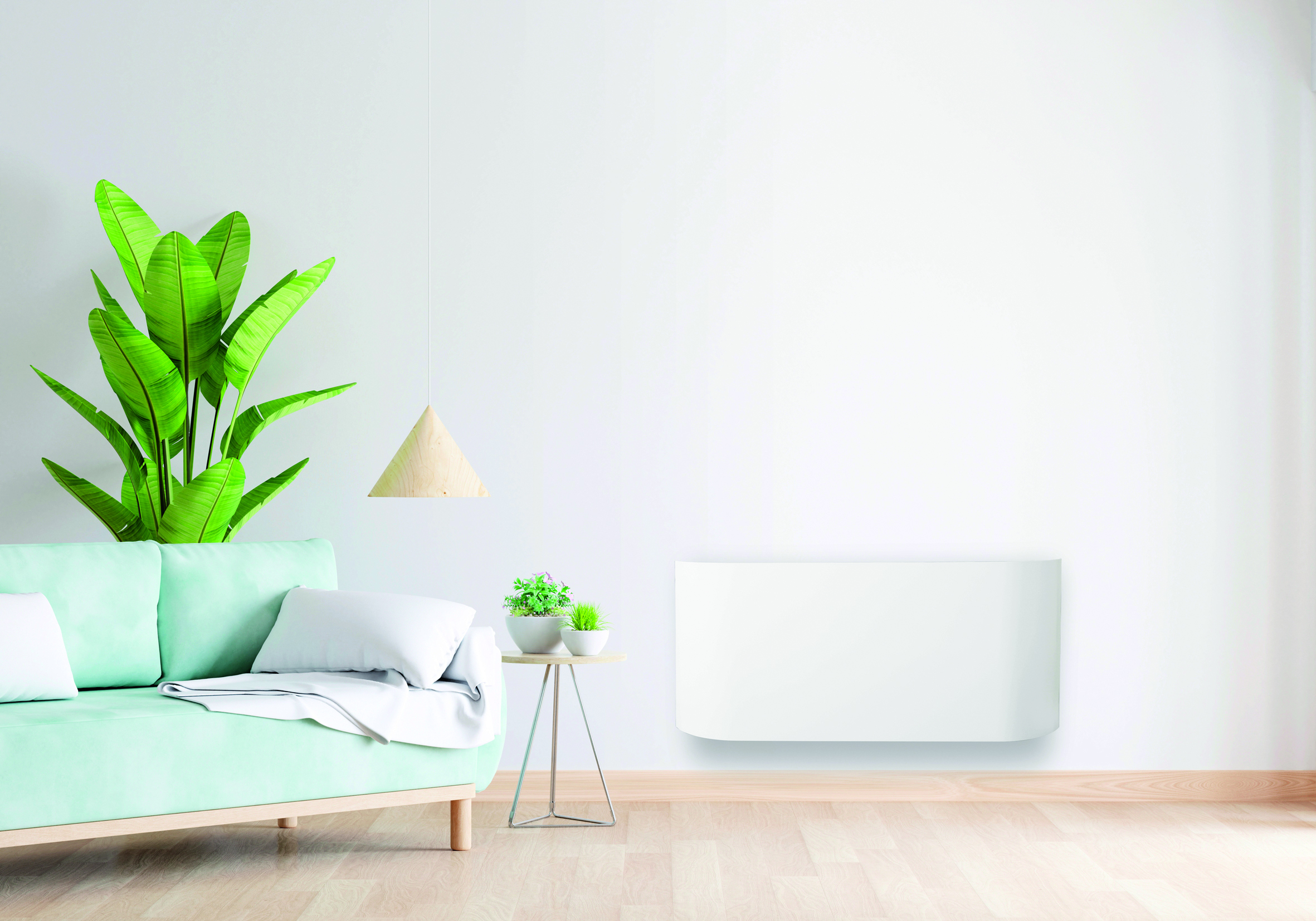 radiateur électrique à inertie dans un intérieur lumineux et épuré